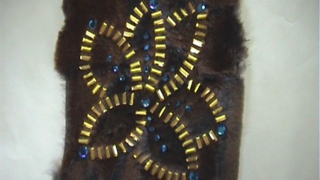 collection 4 studs+strass on shorn mink scraps